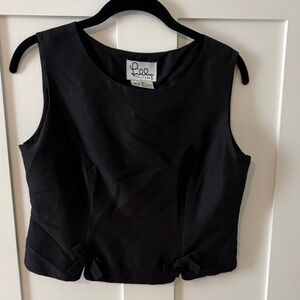 Vintage White Label Lilly Pulitzer Black 100% Silk Lined Sleeveless Top